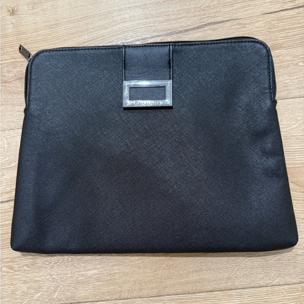 Bvlgari Black Zippered Makeup Purse Pouch Bag